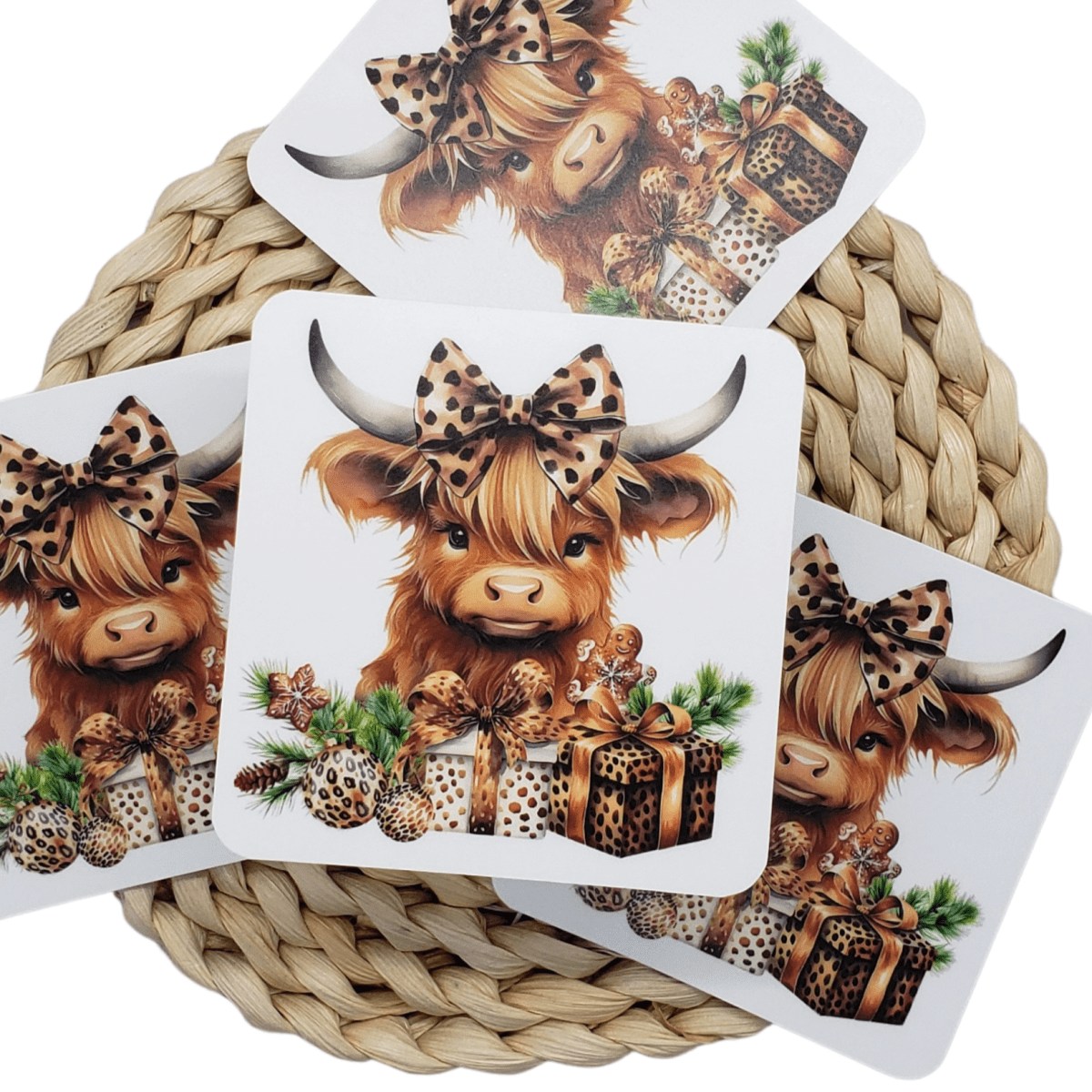 Highland Cow Christmas Sticker - The Harley Co.