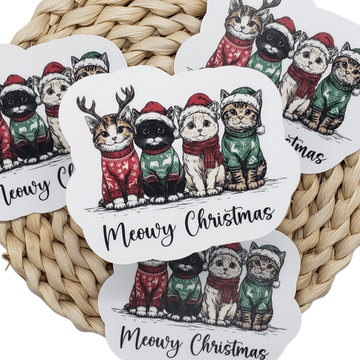 Meowy Christmas Sticker - The Harley Co.