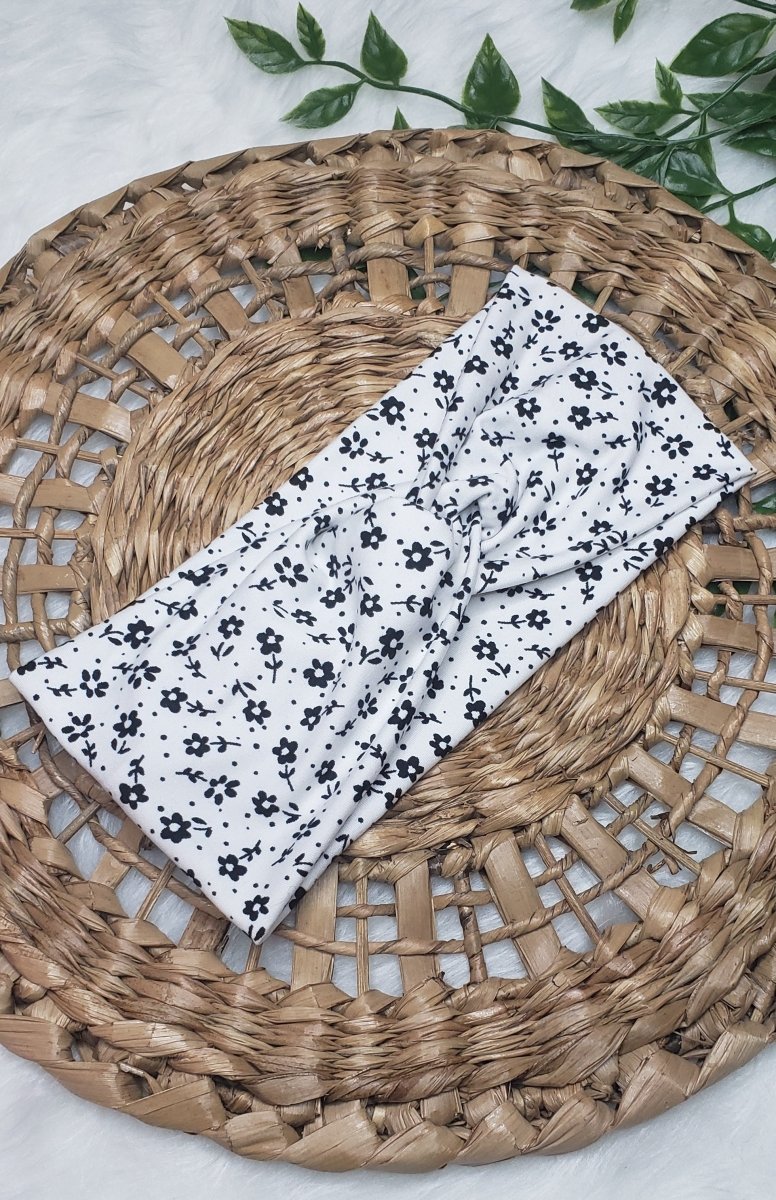 White & Black Floral Headband - The Harley Co.
