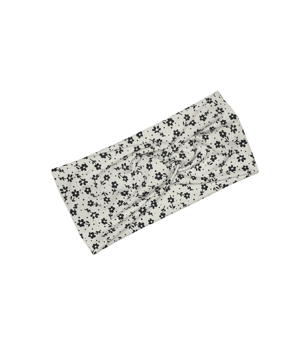 White & Black Floral Headband - The Harley Co.