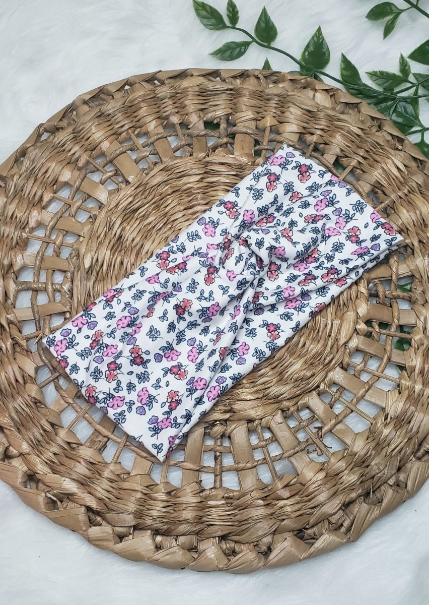 White & Pink Floral Headband - The Harley Co.