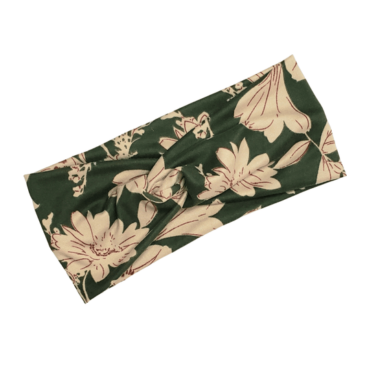 Army Green Floral Headband - The Harley Co.