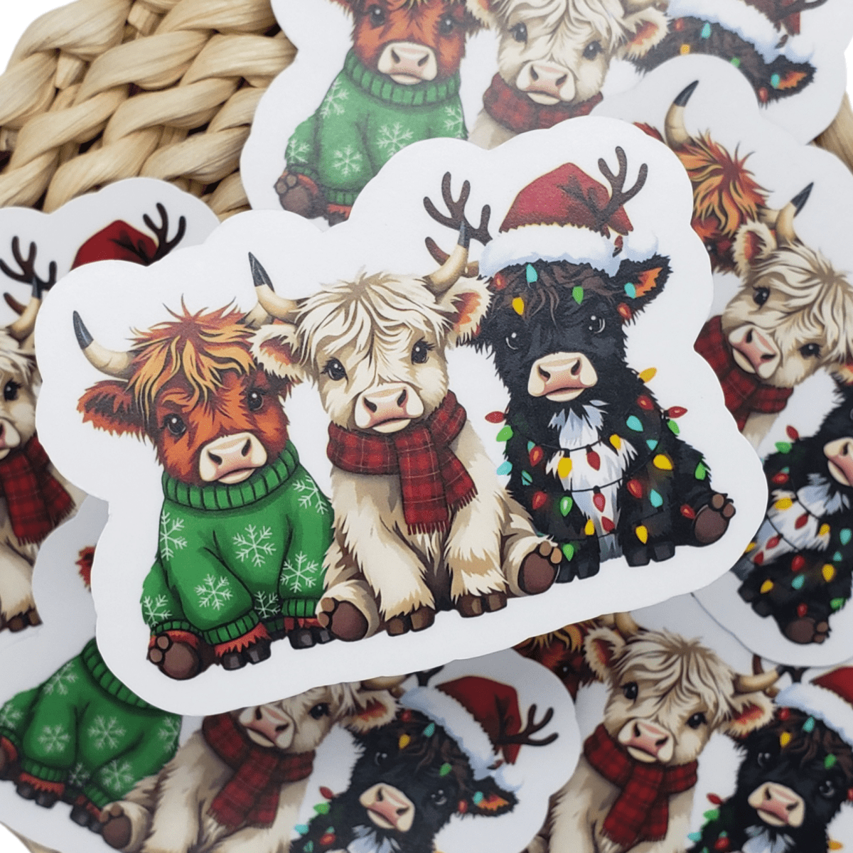 Christmas Cow Sticker - The Harley Co.