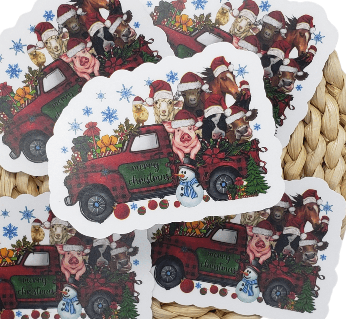 Christmas Farm Animal Sticker - The Harley Co.