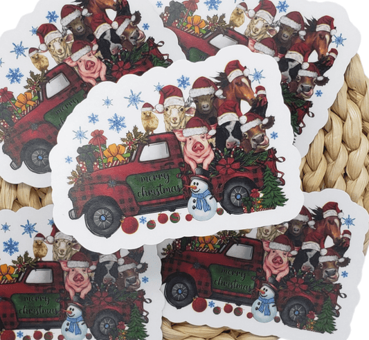 Christmas Farm Animal Sticker - The Harley Co.