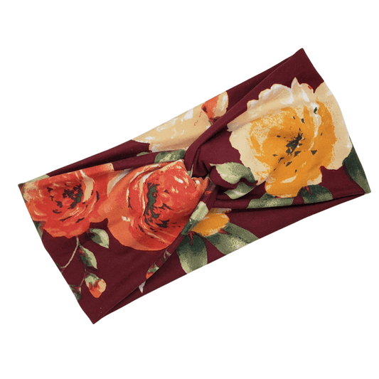 Maroon Floral Headband - The Harley Co.