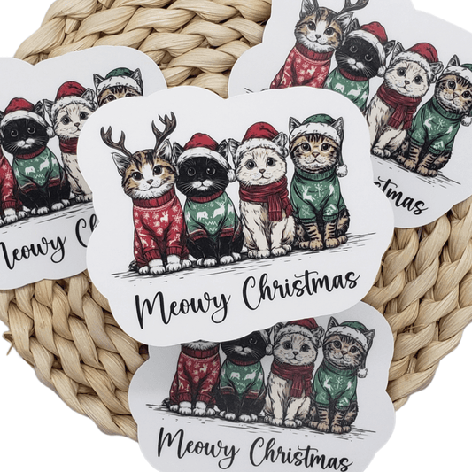 Meowy Christmas Sticker - The Harley Co.