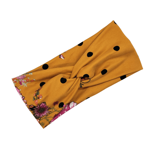 Mustard Floral Polka Dot Headband - The Harley Co.