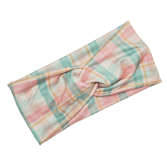 Pink & Blue Plaid Headband - The Harley Co.