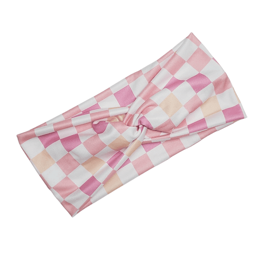 Pink Checkered Headband - The Harley Co.