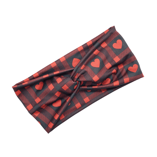 Plaid Heart Headband - The Harley Co.