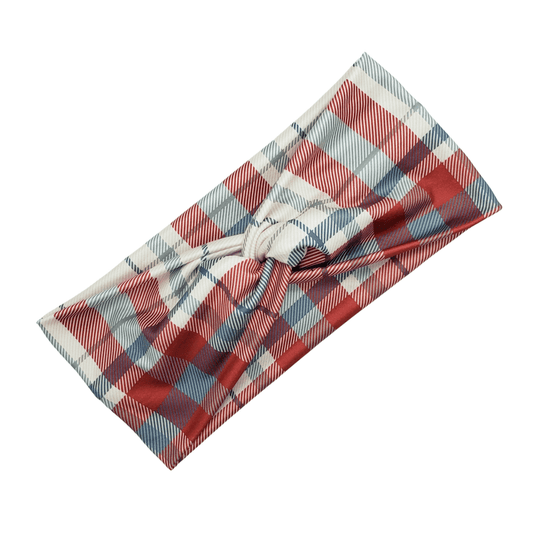Red, White & Blue Plaid Headband - The Harley Co.