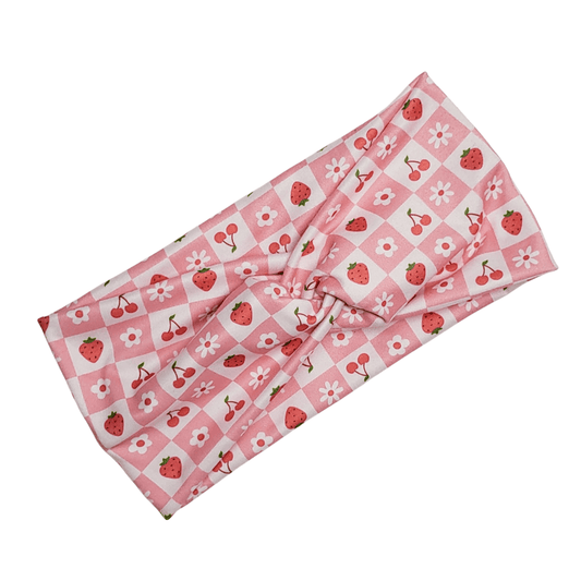 Strawberry & Cherry Checkered Headband - The Harley Co.