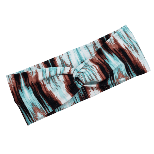 Turquoise & Brown Stripe Headband - The Harley Co.