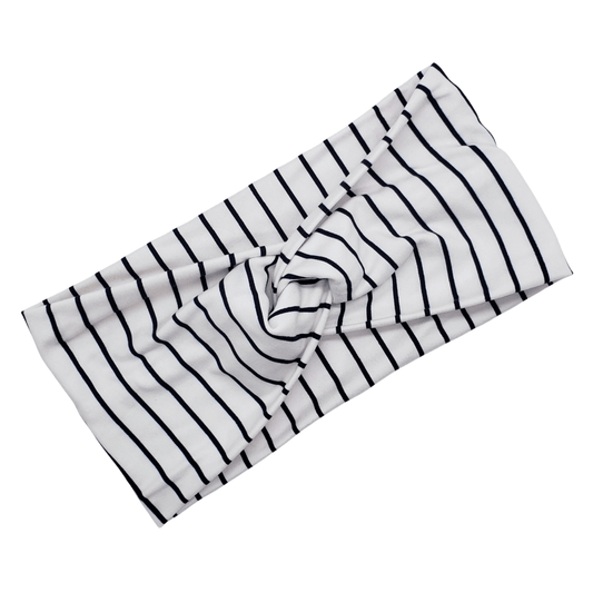 White & Black Stripe Headband - The Harley Co.