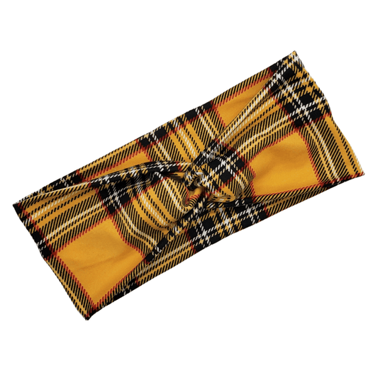 Yellow Plaid Twist Headband - The Harley Co.