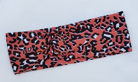 Burnt Orange Leopard Headband