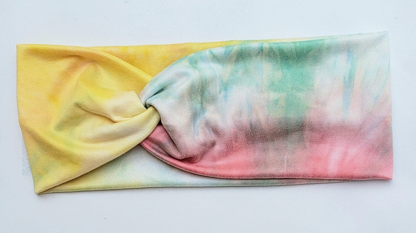 Mint, Pink & Yellow Tie-Dye Headband