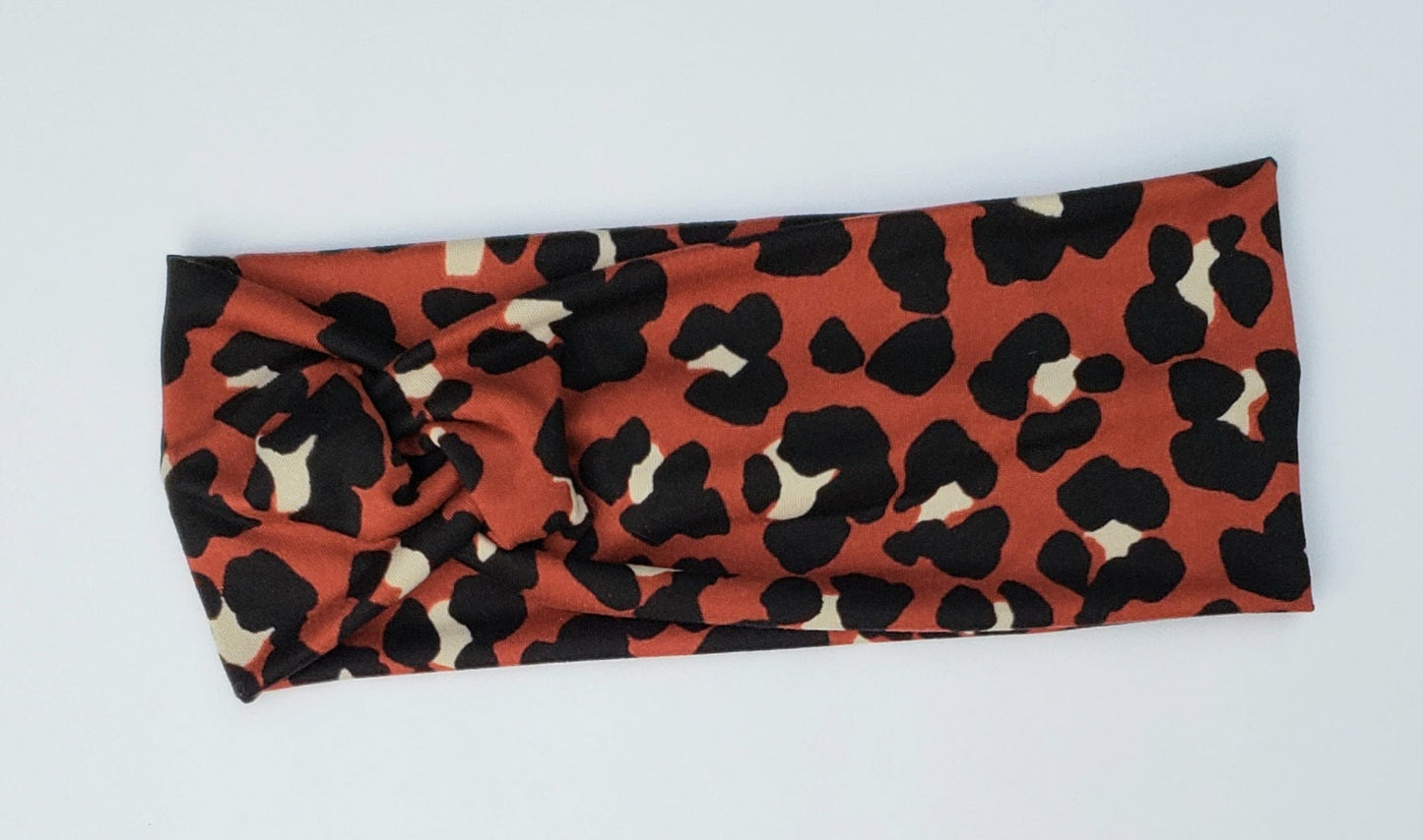 Rust Leopard Print Headband