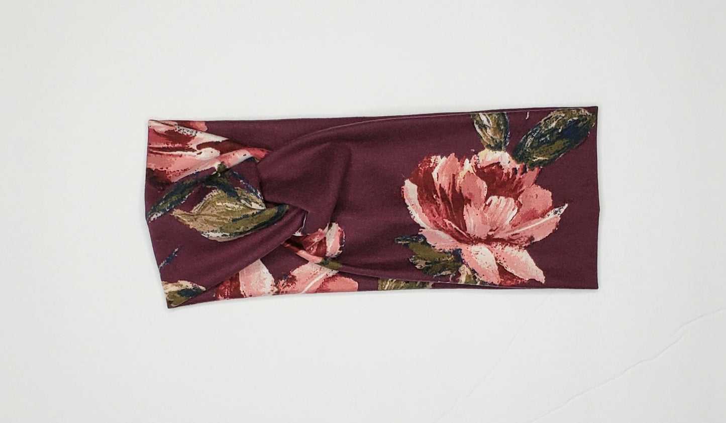 Floral on Plum Headband