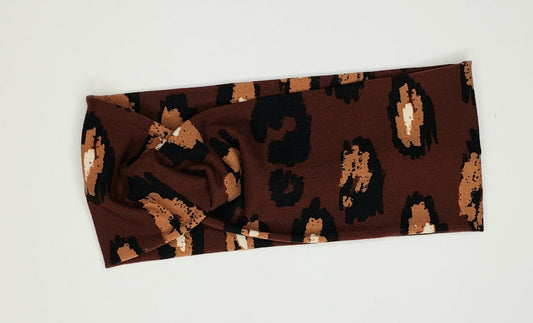 Caramel & Coffee Leopard Print Headband