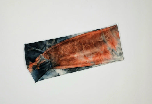 Orange, Deep Blue & White Tye-dye Headband