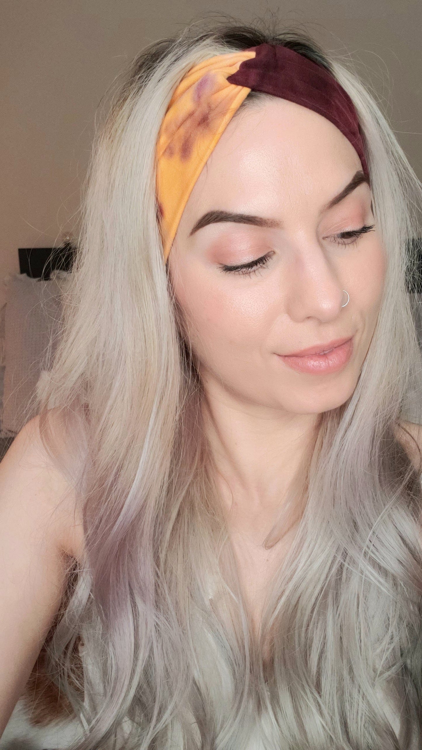 Maroon & Golden Yellow Tie-dye Headband