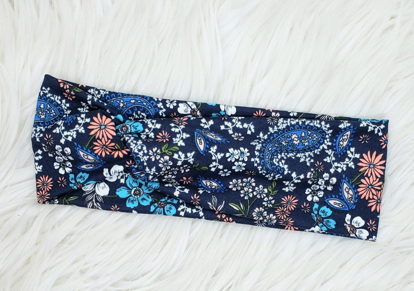 Blue Paisley Floral Headband