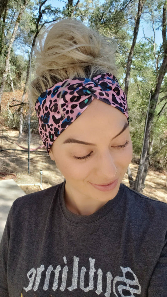 Pink Colorful Leopard Headband
