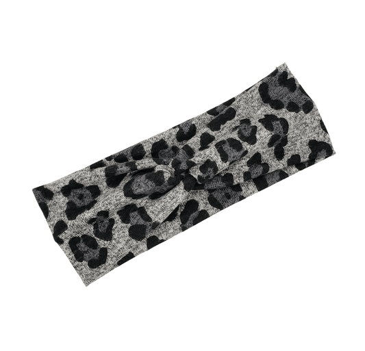 Gray Leopard Sweater Headband
