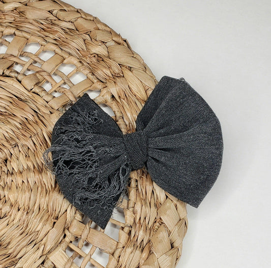 Black Distressed Bow