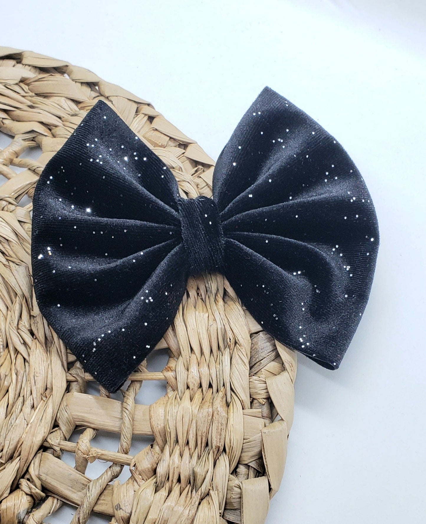 Black Sparkle Velvet Bow