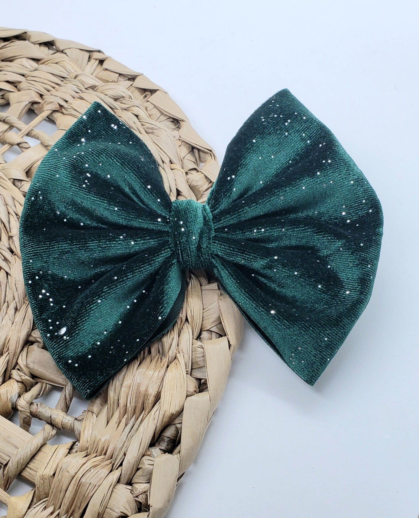 Green Sparkle Velvet Bow