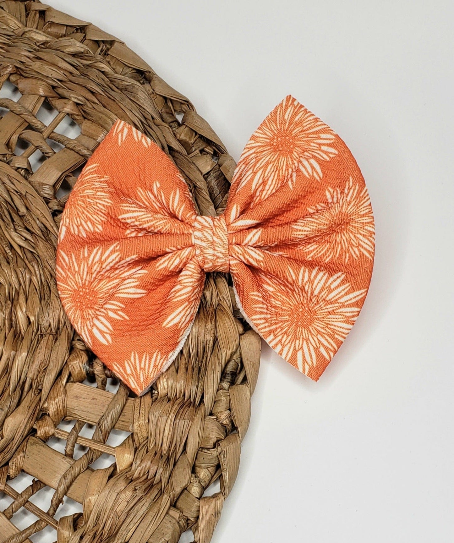 Burnt Orange Floral Bow