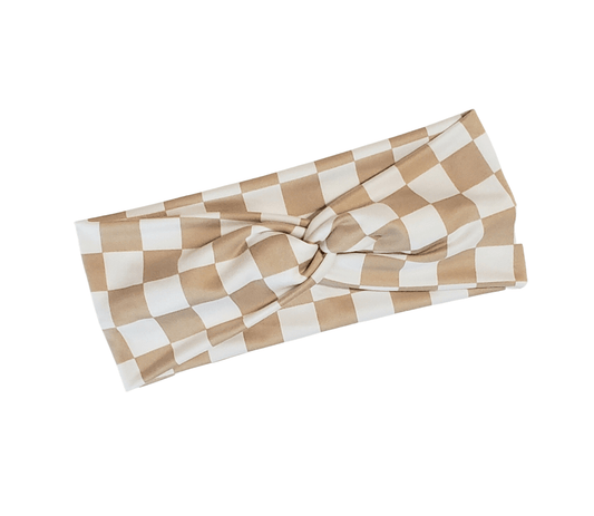 Beige Checkered Headband