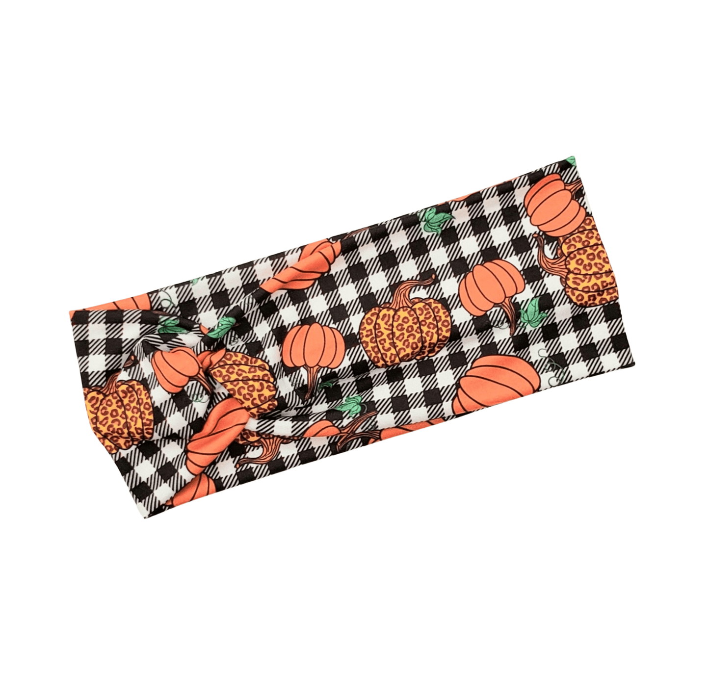 Leopard Pumpkins On Plaid Headband