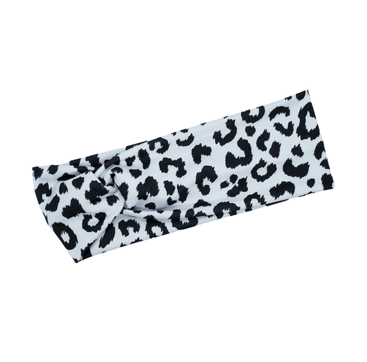 White & Black Leopard Headband