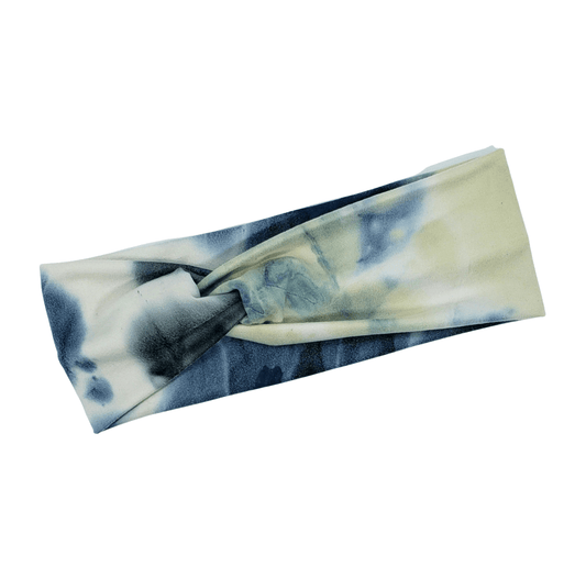 Blue, Cream & Black Tie-Dye Headband