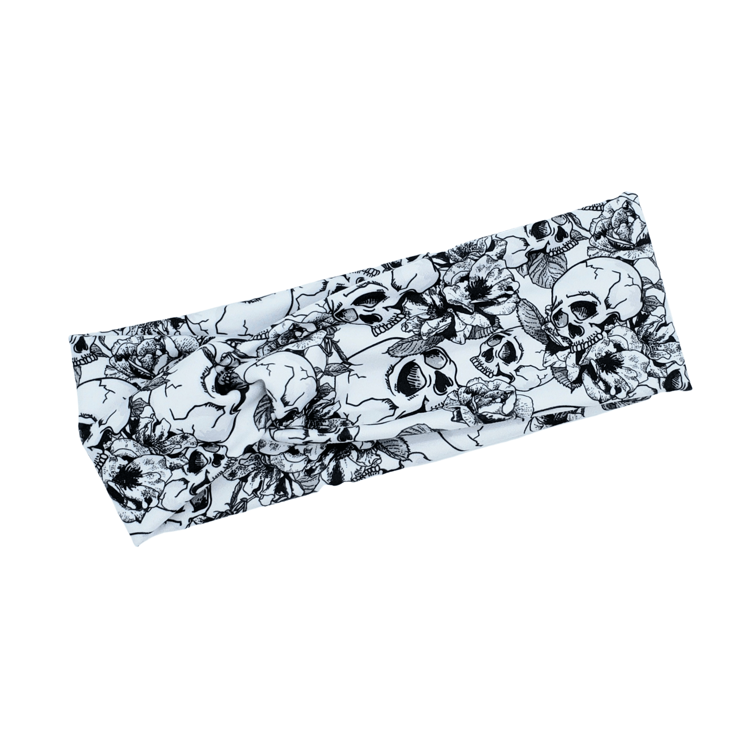 White Skull & Flower Headband