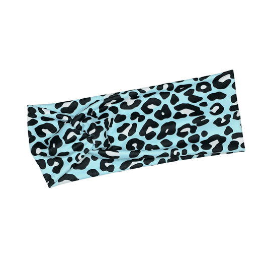 Light Blue Leopard Print Headband