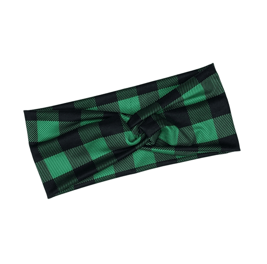 Green & Black Plaid Headband